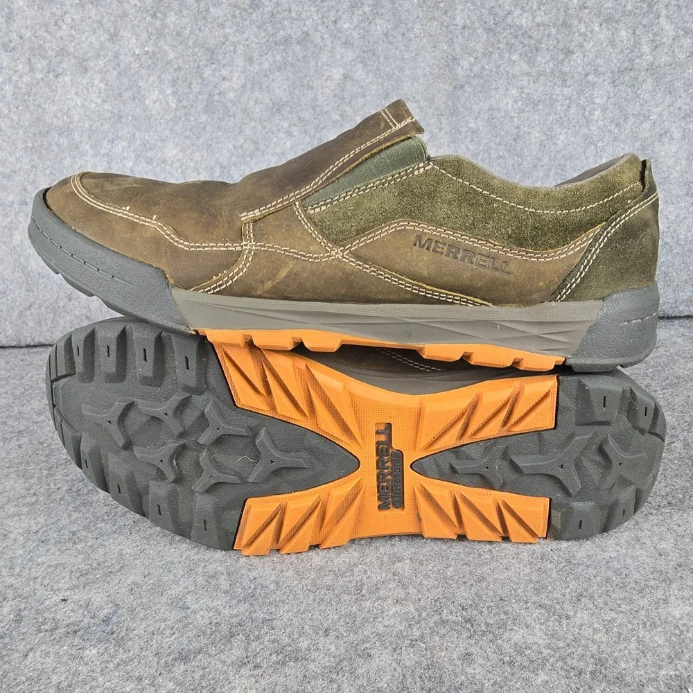Merrell Lexton Mens 11 Dusty Olive Leather Suede Trail Moc Slip On Shoes J49597